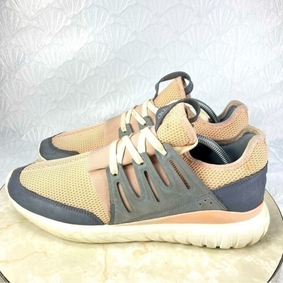 Adidas Tubular Radial Light Orange/Gray Suede Knit Athletic Shoes (size 11) - Picture 5 of 10